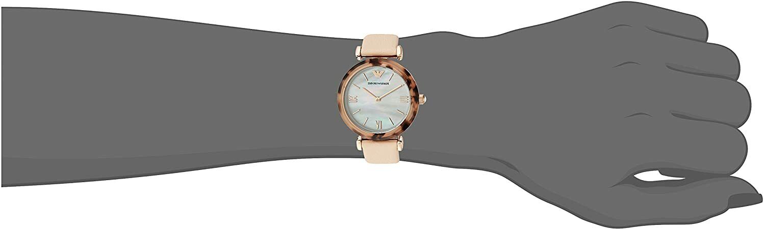 Emporio Armani Mother of Pearl Dial Beige Leather Strap Watch For Women - AR11004