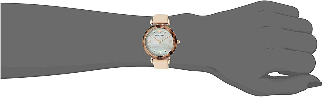 Emporio Armani Mother of Pearl Dial Beige Leather Strap Watch For Women - AR11004