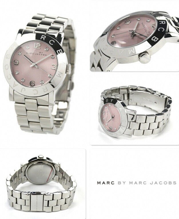 Marc Jacobs Amy Life Pink Dial Silver Steel Strap Watch for Women - MBM3300