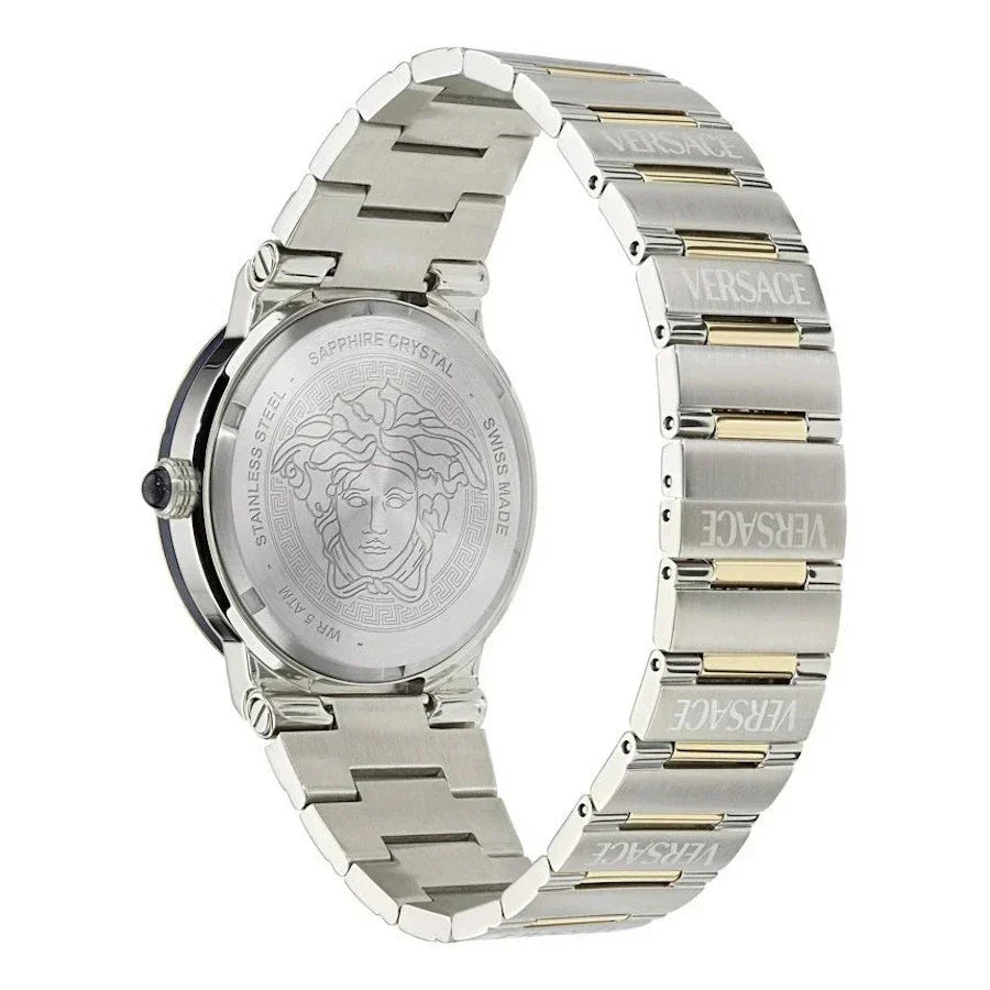Versace Greca Logo Moonphase Mother of Pearl Dial Two Tone Steel Strap Watch for Women - VE7G00524