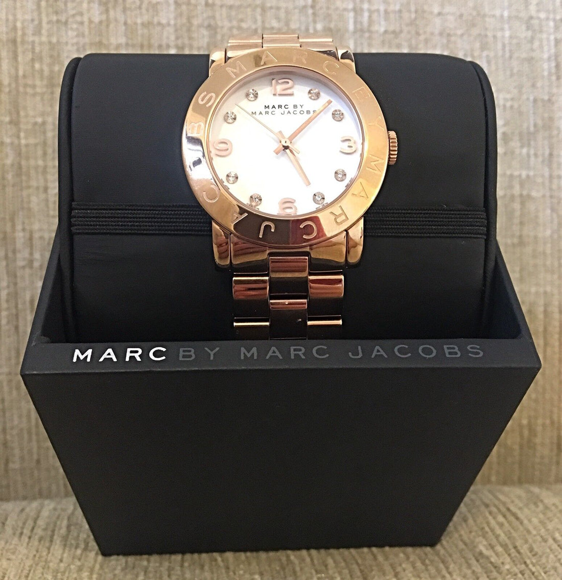 Marc Jacobs Amy White Dial Rose Gold Steel Strap Watch for Women - MBM3077