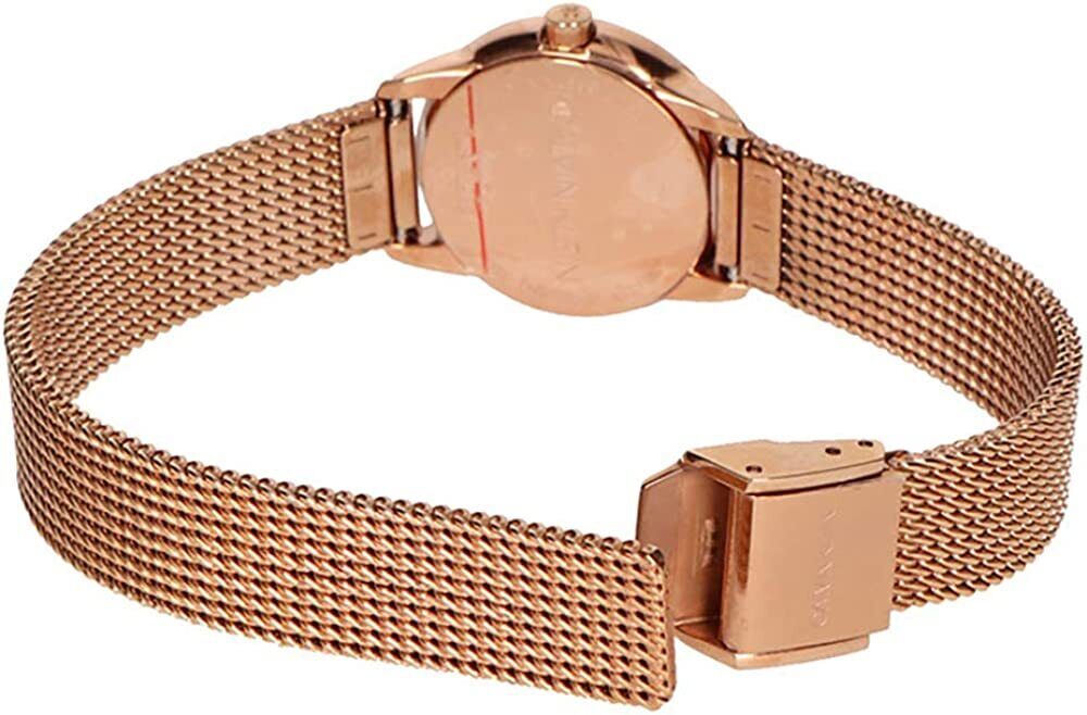 Calvin Klein Minimal White Dial Rose Gold Mesh Bracelet Watch for Women - K3M23626