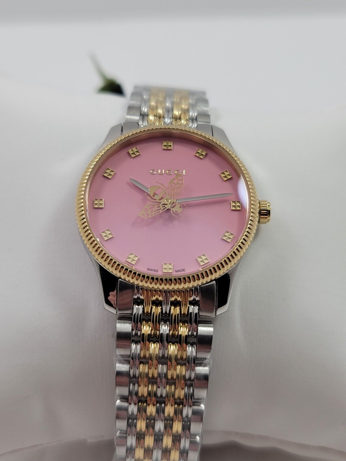 Gucci G Timeless Quartz Pink Dial Two Tone Steel Strap Watch For Women - YA1265030