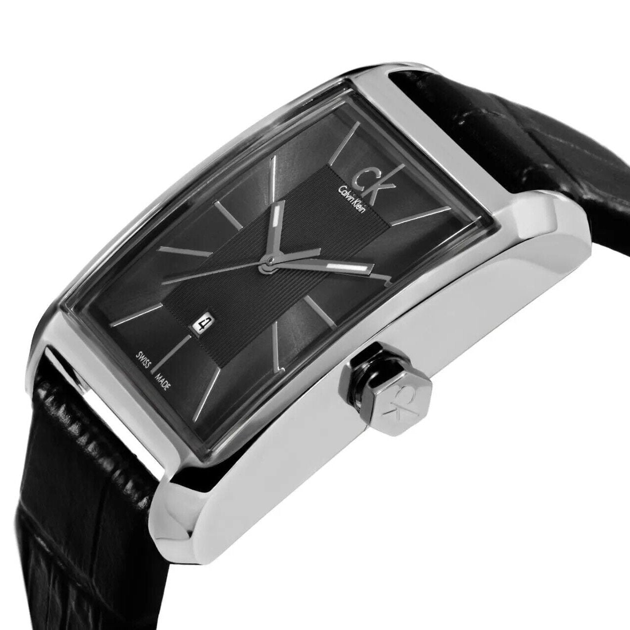 Calvin Klein Window Black Dial Black Leather Strap Watch for Men - K2M23107