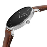Daniel Wellington Classic Petite St Mawes Black Dial Brown Leather Strap Watch For Women - DW00100181