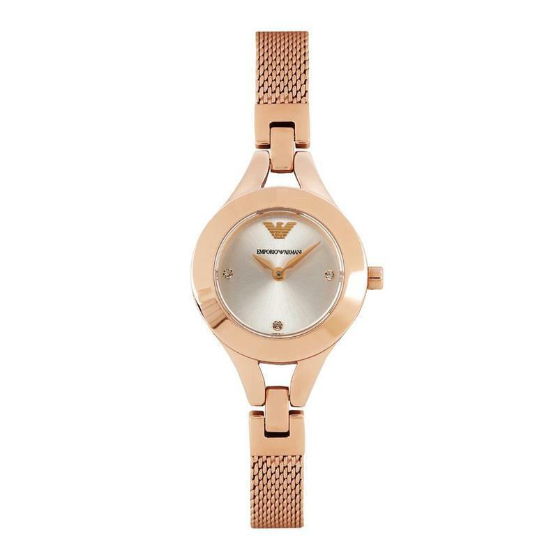 Emporio Armani Chiara Silver Dial Rose Gold Steel Strap Watch For Women - AR7362