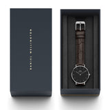 Daniel Wellington Classic Petite York Black Dial Brown Leather Strap Watch For Women - DW00100238