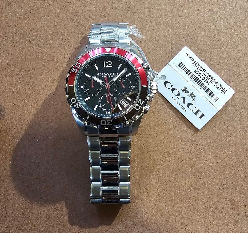 Coach Kent Black Dial Silver Steel Strap Watch for Men - 14602556