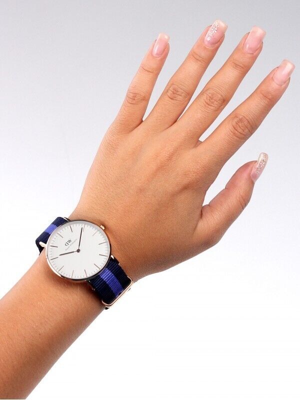 Daniel Wellington Classic Swansea White Dial Two Tone Nylon Strap Watch For Women - 0504DW