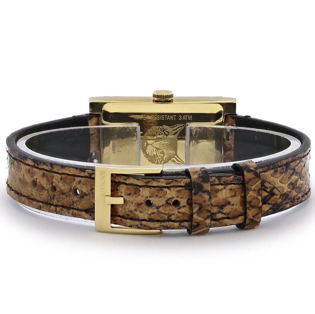 Gucci G-Frame Mother of Pearl Dial Brown Leather Snakeskin Strap Watch For Women - YA147402