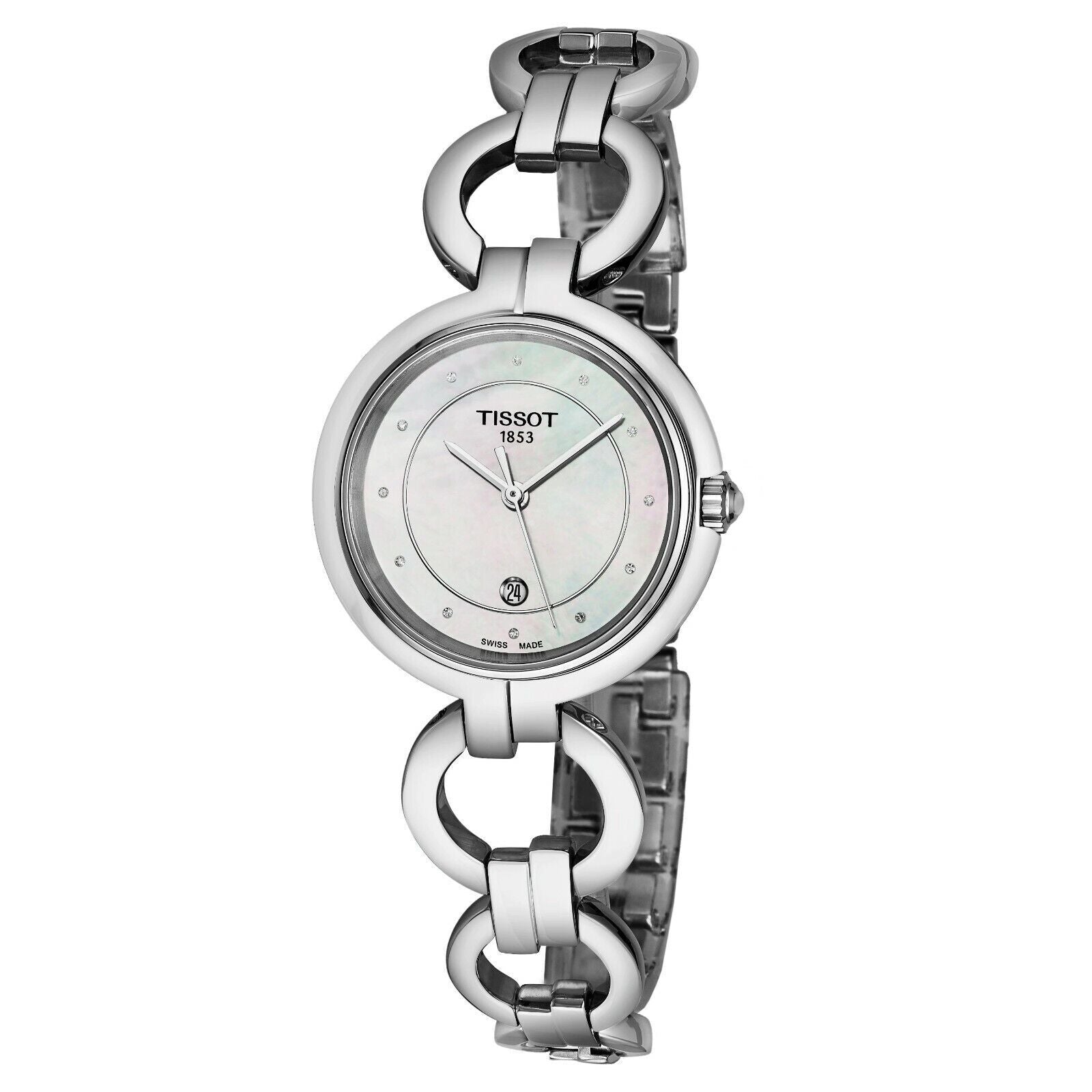 Tissot T Trend Flamingo Mother of Pearl Dial Silver Steel Strap Watch for Women - T094.210.11.116.00