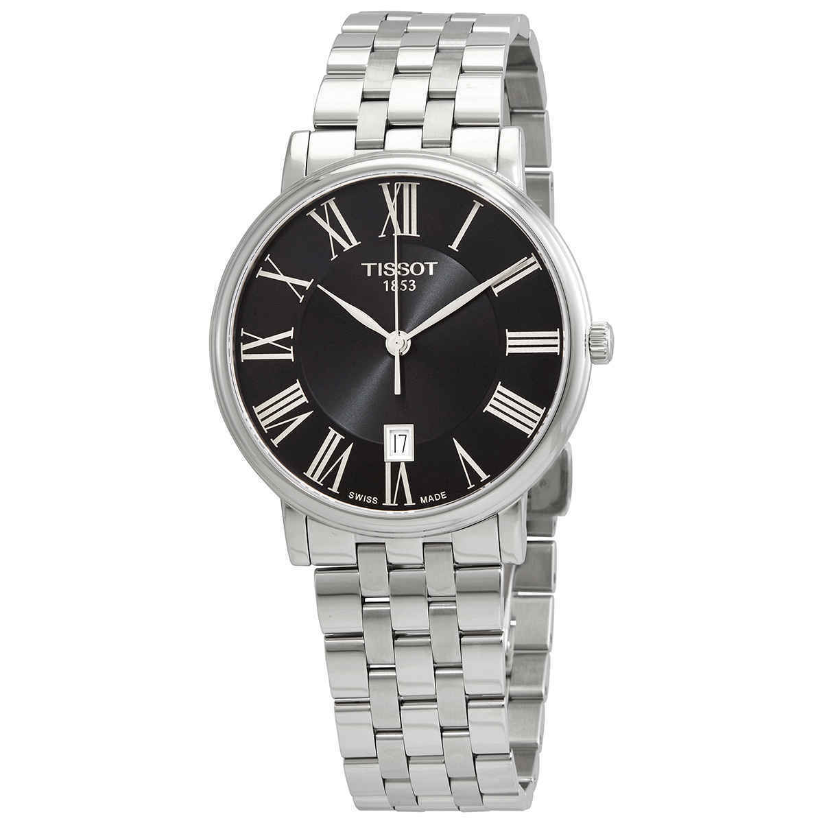 Tissot Carson Premium Black Dial Silver Steel Strap Watch For Men - T122.410.11.053.00