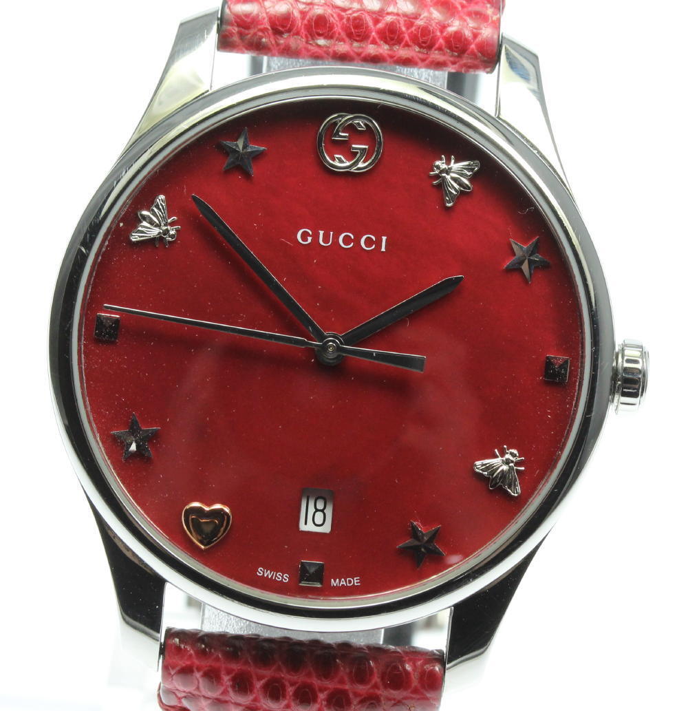 Gucci G-Timeless Cherry Red Mother of Pearl Dial 27mm Watch For Women - YA126584