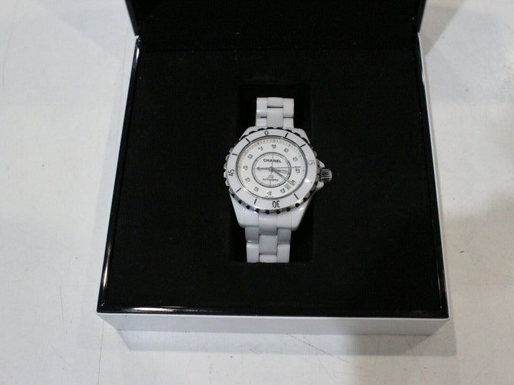 Chanel J12 Quartz Diamonds White Dial White Steel Strap Watch for Women - J12 H5703