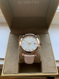 Burberry The City White Dial White Leather Strap Watch for Women - BU9012