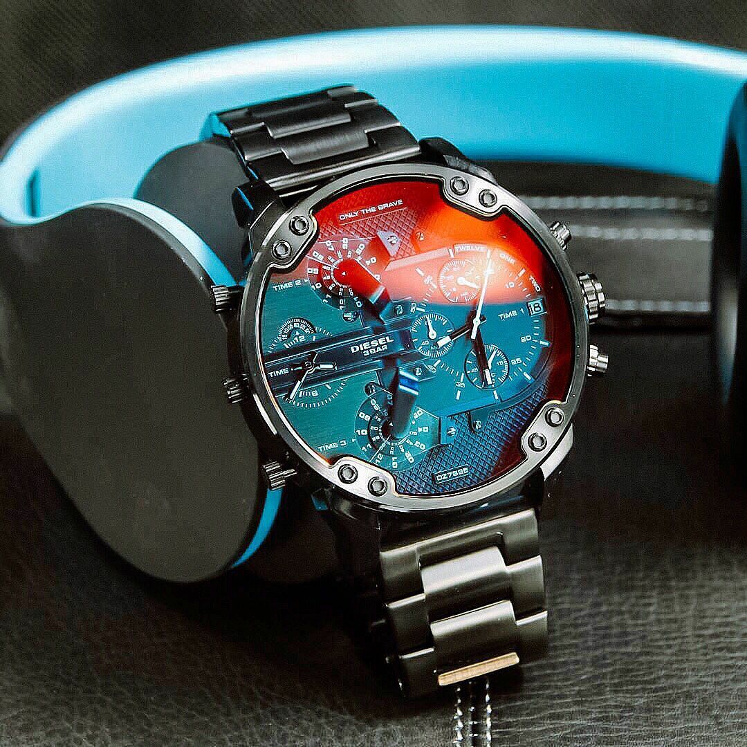 Diesel Mr Daddy 2.0 Chronograph Black Dial Black Steel Strap Watch For Men - DZ7395