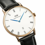Daniel Wellington Classic Sheffield White Dial Black Leather Strap Watch For Men - DW00100084