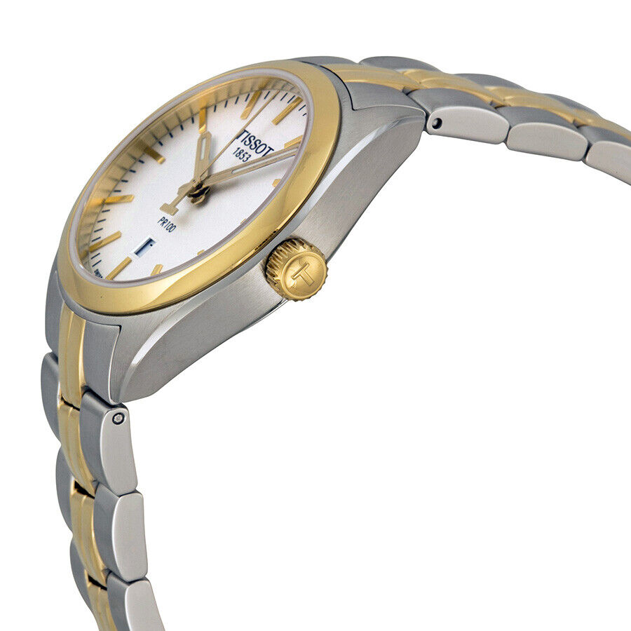 Tissot T Classic PR 100 Sport Chic White Dial Two Tone Steel Strap Watch For Women - T101.210.22.031.00