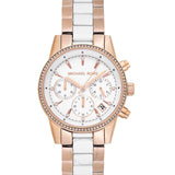 Michael Kors Ritz White Dial Two Tone Steel Strap Watch for Women - MK6324