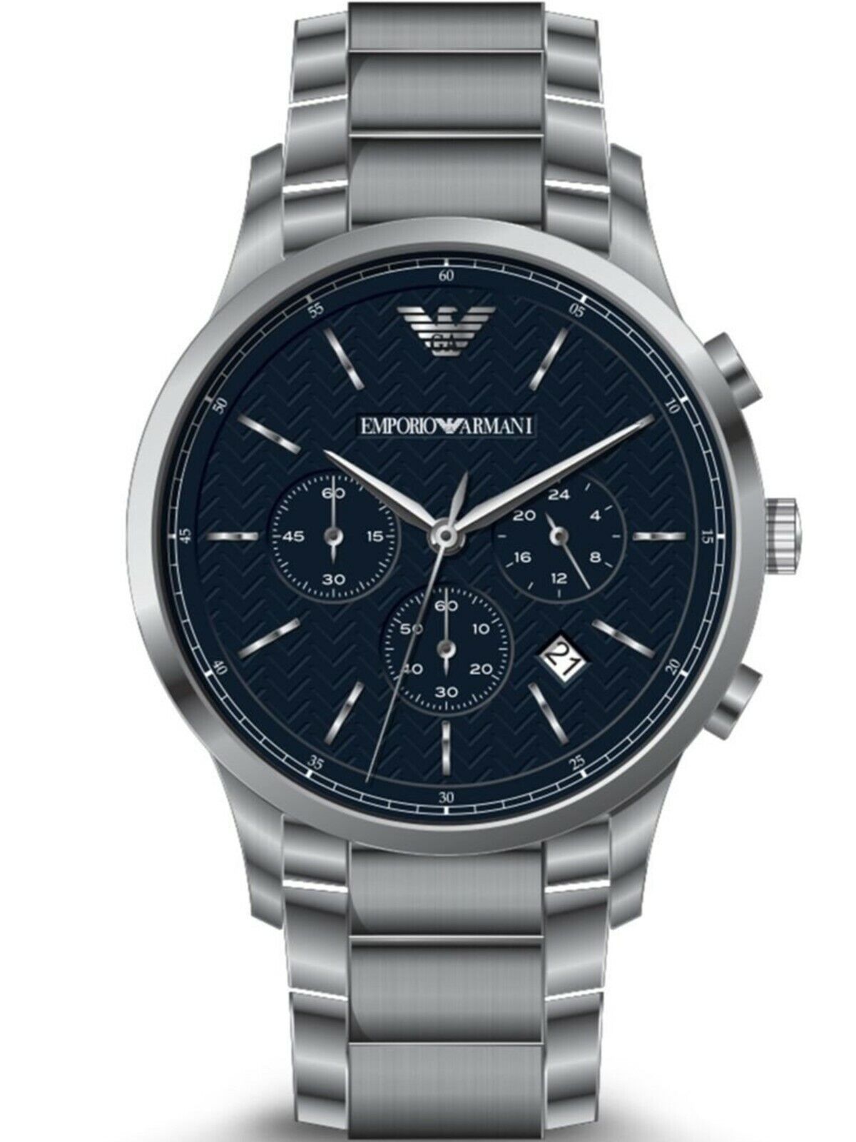 Emporio Armani Renato Chronograph Blue Dial Silver Steel Strap Watch For Men - AR2486