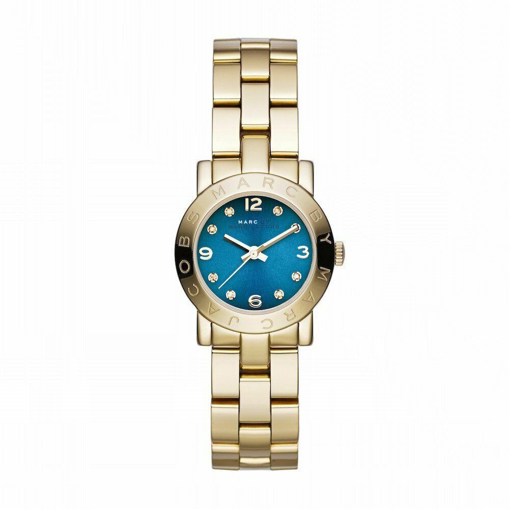 Marc Jacobs Amy Blue Dial Gold Steel Strap Watch for Women - MBM3303