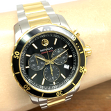 Movado Series 800 Chronograph Black Dial Two Tone Steel Strap Watch For Men - 2600146