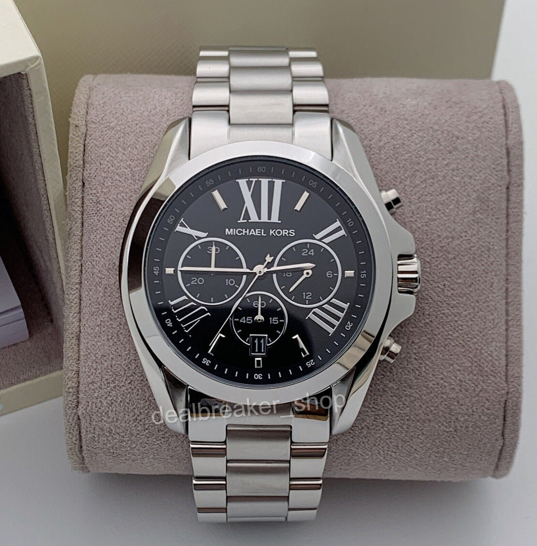Michael Kors Bradshaw Black Dial Silver Steel Strap Watch for Men - MK5705