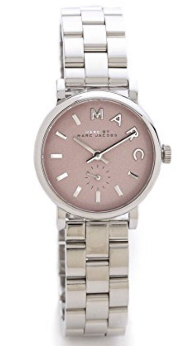 Marc Jacobs Baker Pink Dial Silver Steel Strap Watch for Women - MBM3283