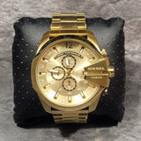 Diesel Mega Chief Chronograph Gold Dial Gold Steel Strap Watch For Men - DZ4360