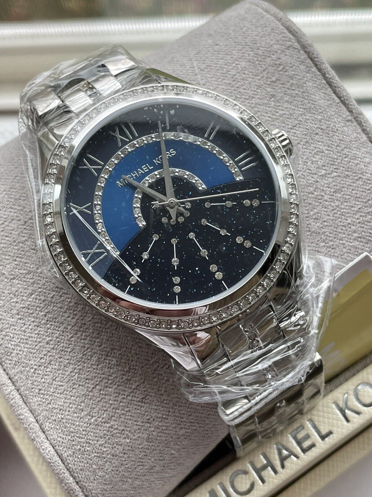 Michael Kors Lauryn Blue Dial Silver Steel Strap Watch for Women - MK3720