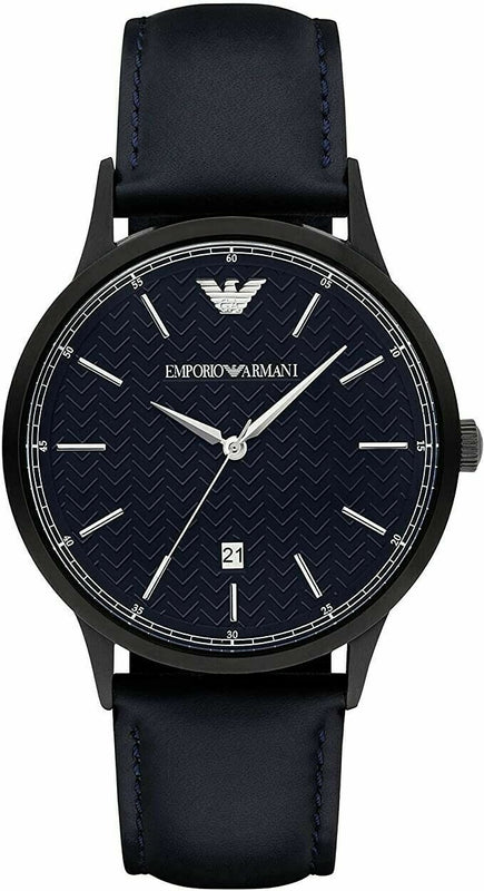 Emporio Armani Renato Quartz Blue Dial Blue Leather Strap Watch For Men - AR11190