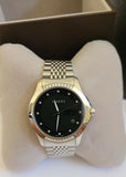 Gucci G Timeless Diamonds Black Dial Silver Steel Strap Watch For Women - YA126408