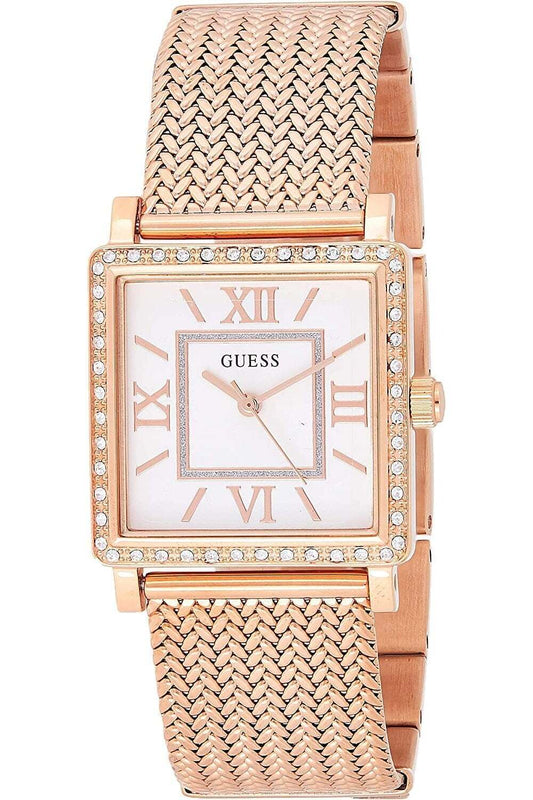 Guess Highline Off White Dial Rose Gold Stainless Steel Mesh Strap Watch For Women - W0826L3