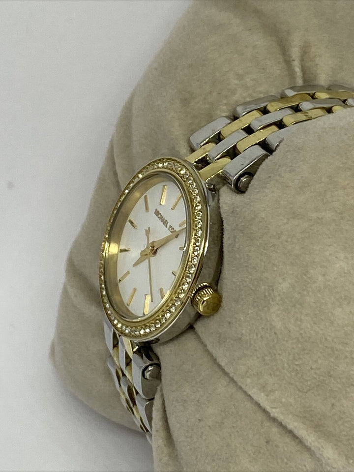 Michael Kors Darci White Dial Two Tone Steel Strap Watch for Women - MK3323