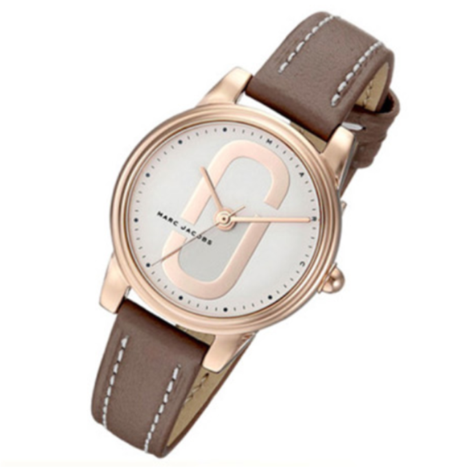 Marc Jacobs Corie White Dial Brown Leather Strap Watch for Women - MJ1581
