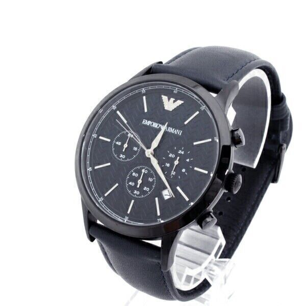 Emporio Armani Renato Chronograph Quartz Blue Dial Blue Leather Strap Watch For Men - AR2481