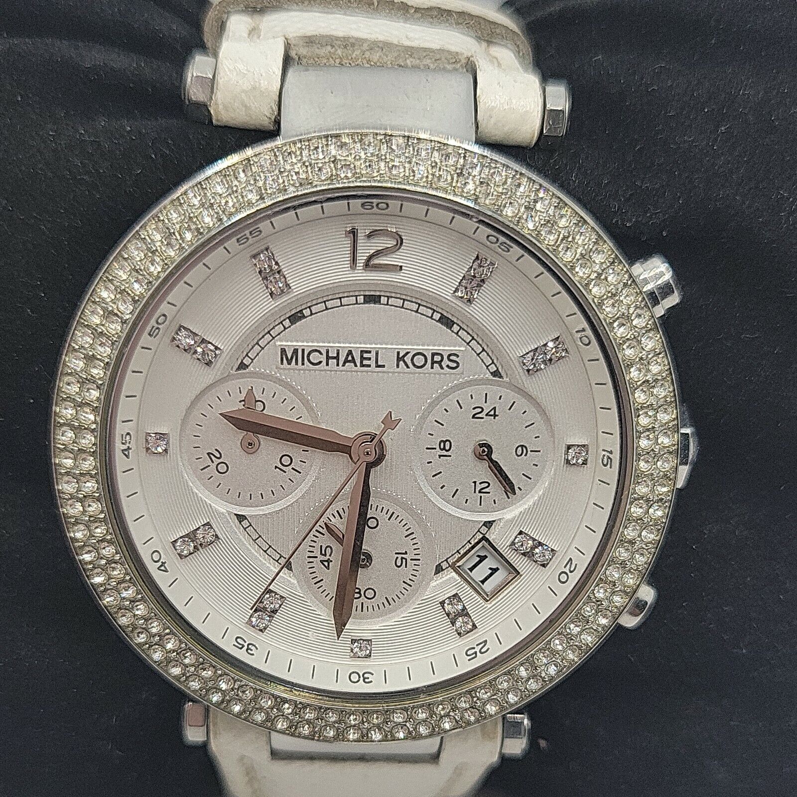 Michael Kors Parker White Dial White Leather Strap Watch for Women - MK2277