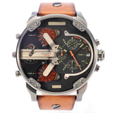 Diesel Mr Daddy 2.0 Chronograph Black Dial Brown Leather Strap Watch For Men - DZ7332