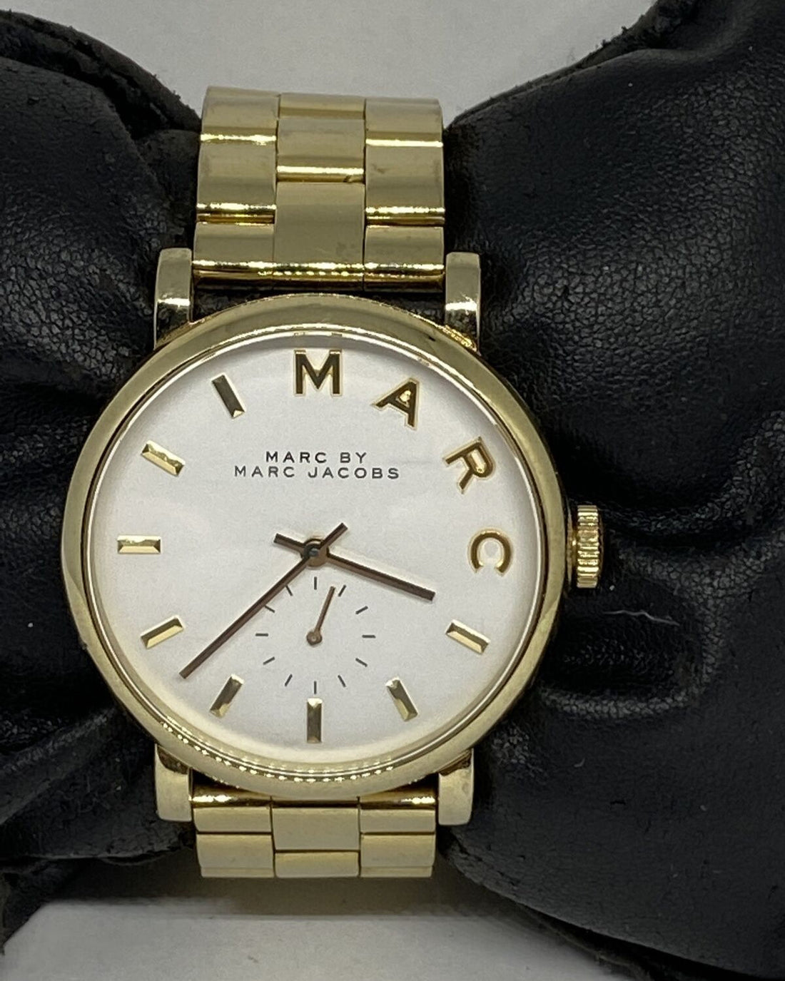 Marc Jacobs Baker White Dial Gold Steel Strap Watch for Women - MBM3243