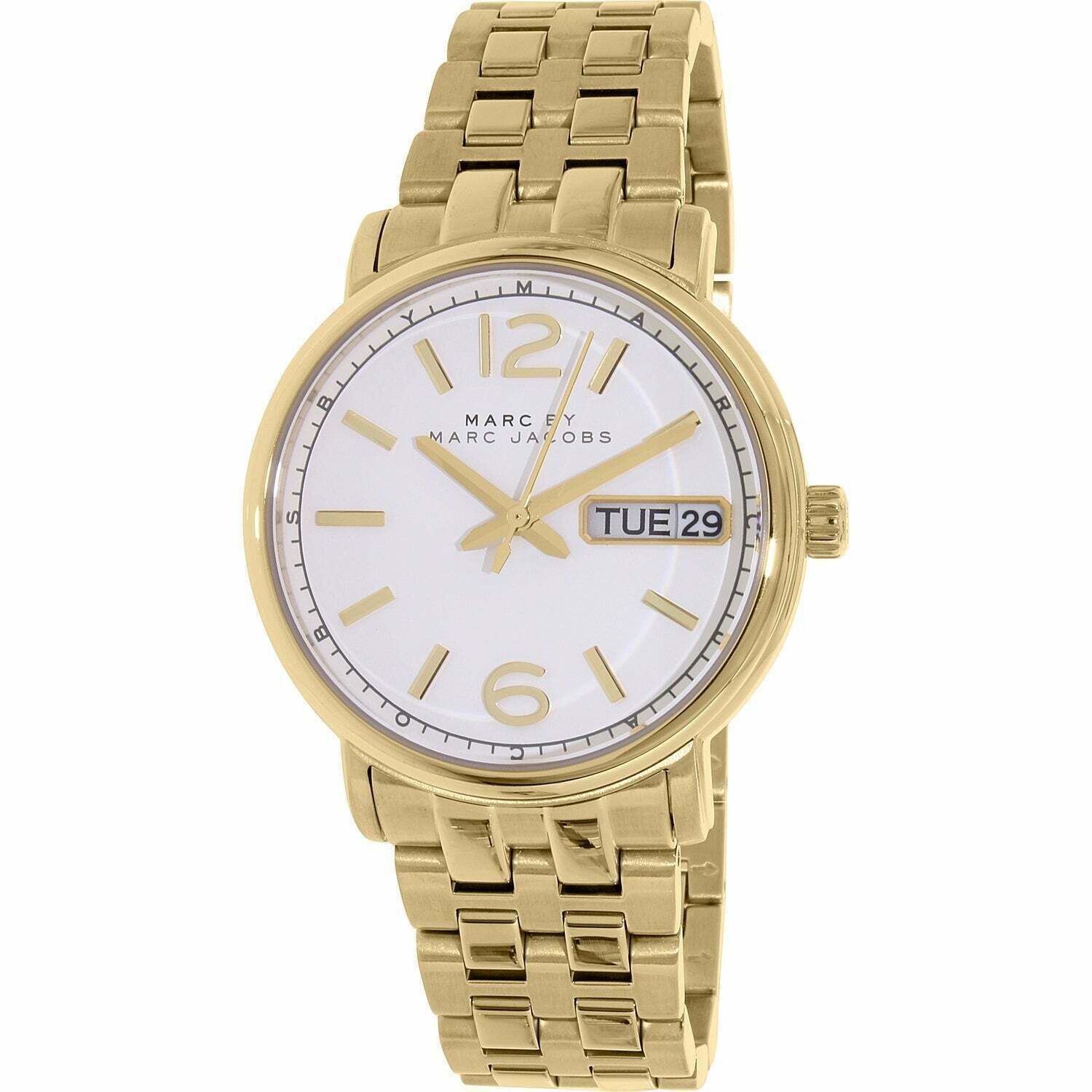Marc Jacobs Fergus White Dial Gold Steel Strap Watch for Women - MBM8647