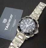 Tag Heuer Aquaracer Quartz Chronograph Black Dial Silver Steel Strap Watch for Men - CAY111A.BA0927