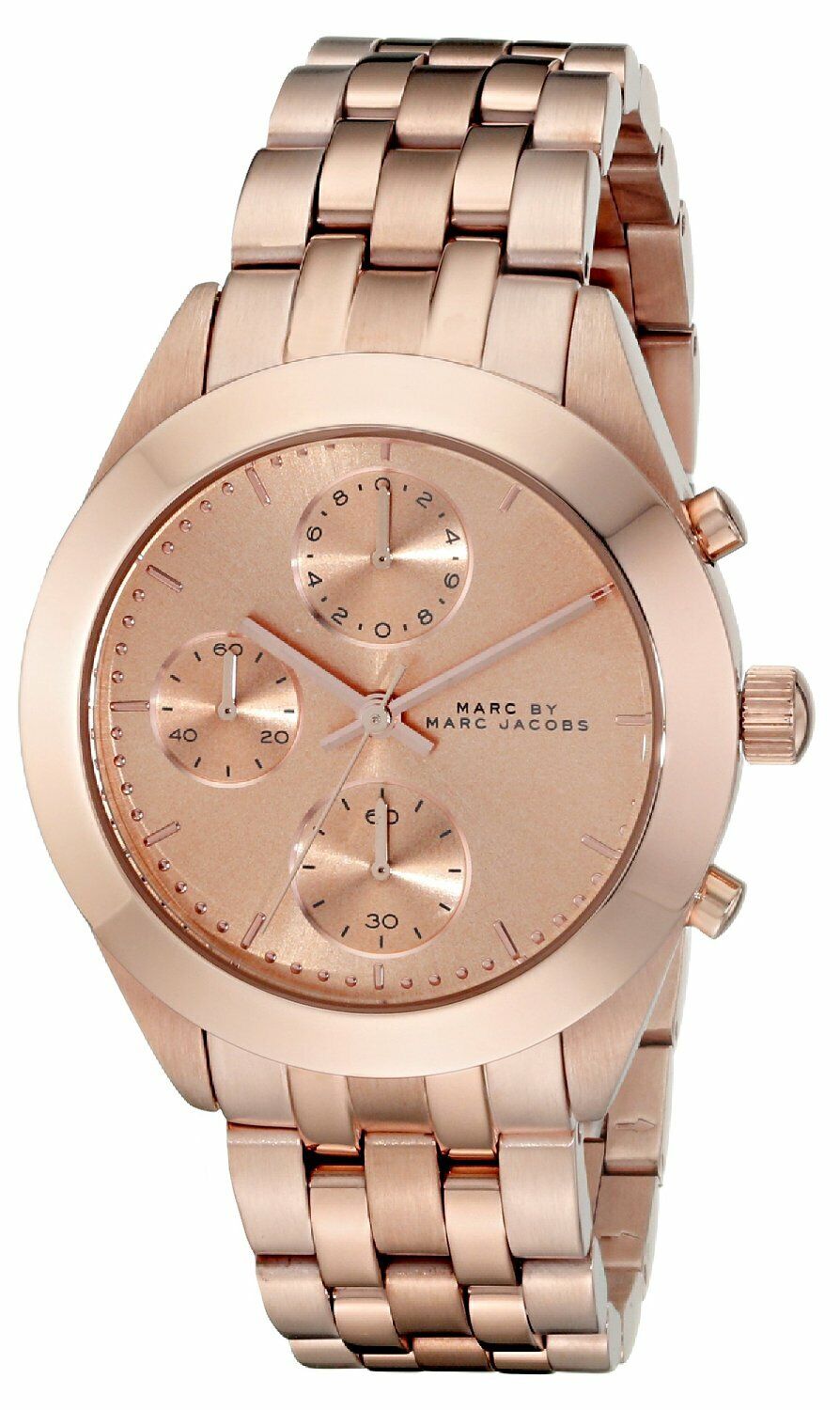 Marc Jacobs Peeker Chronograph Rose Gold Dial Rose Gold Steel Strap Watch for Women - MBM3394