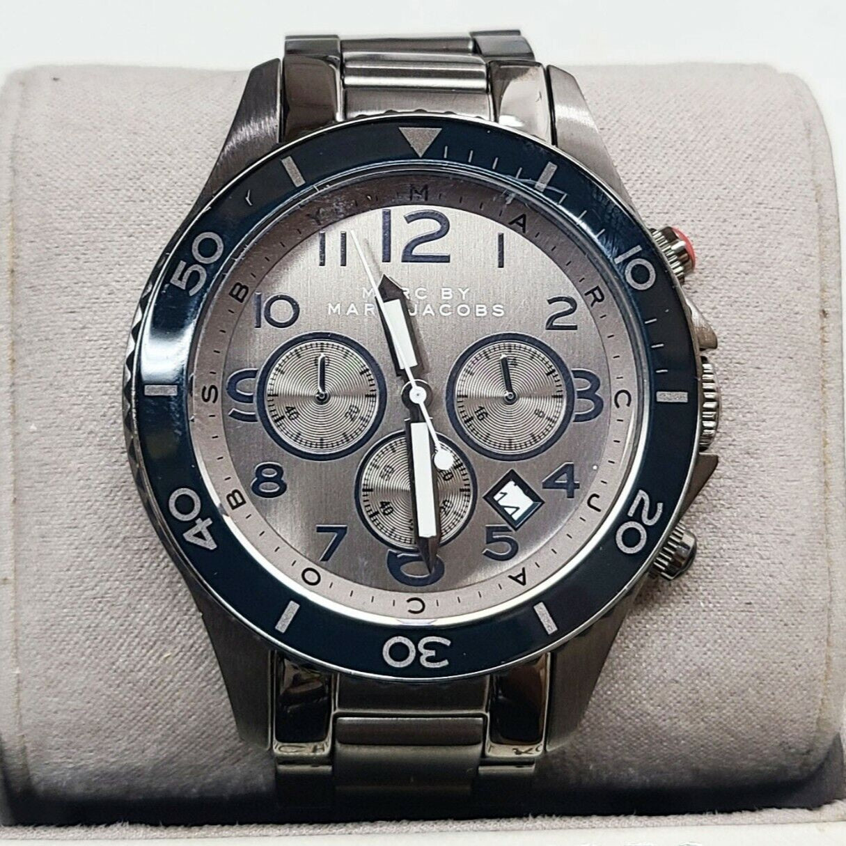 Marc Jacobs Rock Chronograph Silver Dial Silver Steel Strap Watch for Men - MBM5028