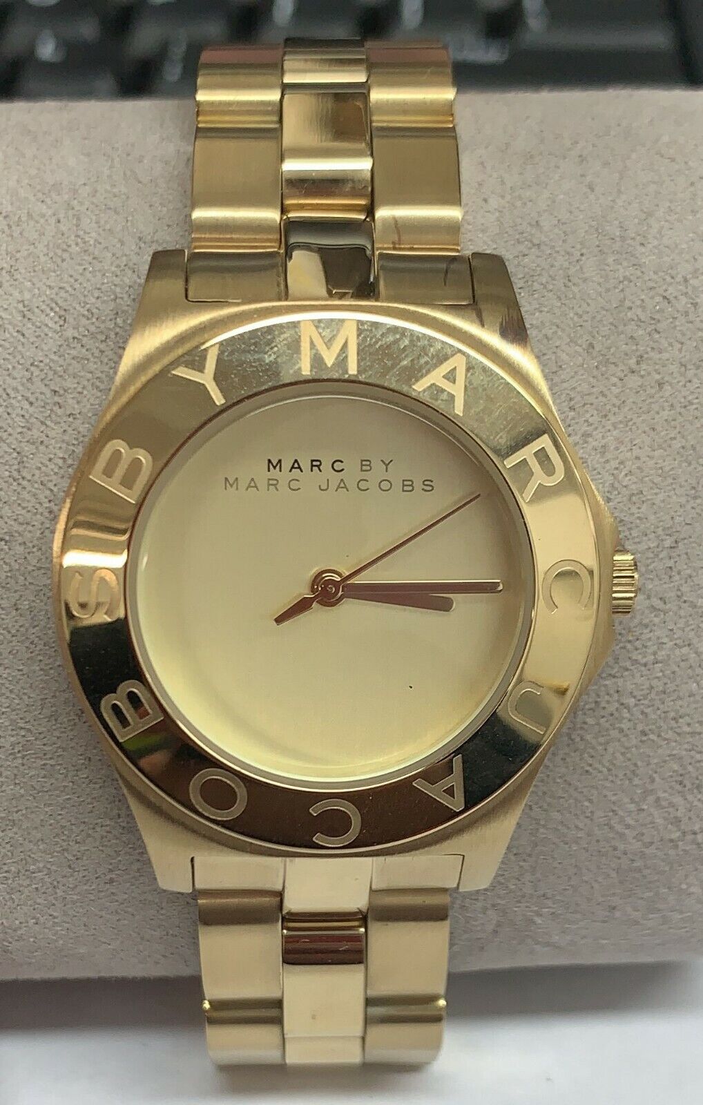 Marc Jacobs Blade Gold Dial Gold Steel Strap Watch for Women - MBM3126
