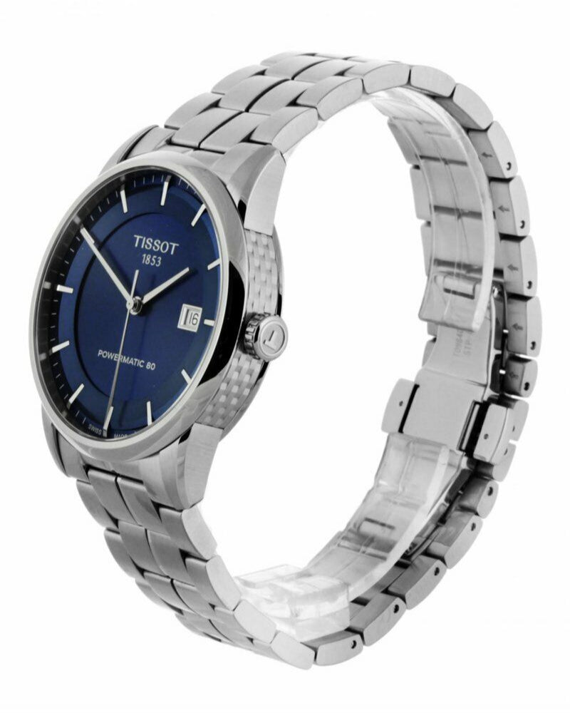 Tissot Luxury Powermatic 80 Blue Dial Silver Steel Strap Watch For Men - T086.407.11.041.00