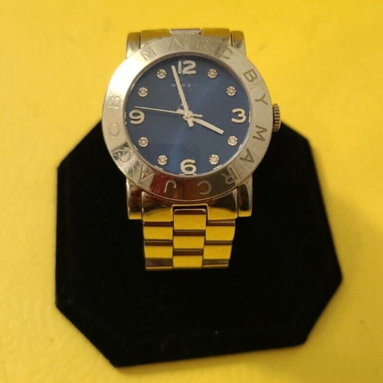 Marc Jacobs Amy Blue Dial Gold Steel Strap Watch for Women - MBM3166