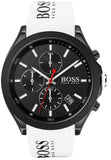 Hugo Boss Velocity Chronograph Black Dial White Rubber Strap Watch for Men - 1513718