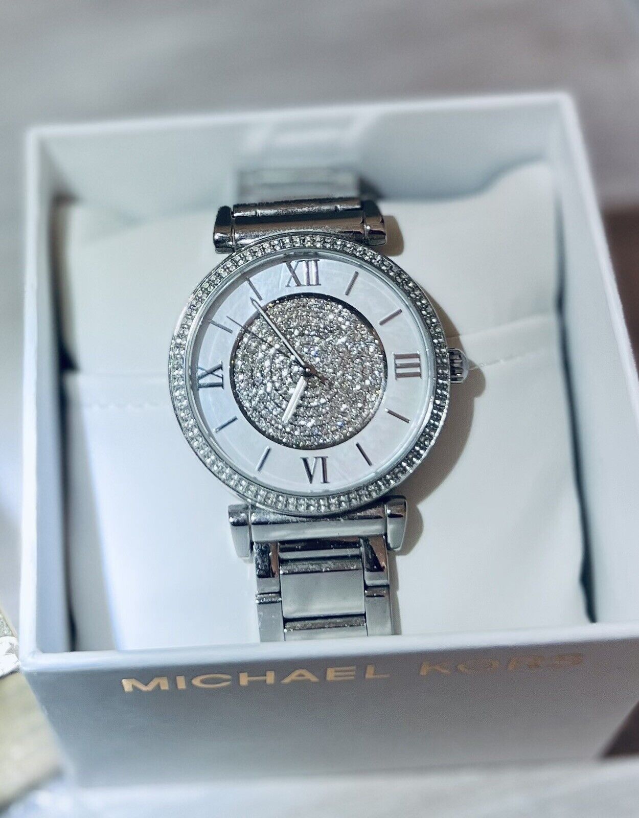 Michael Kors Catlin Silver Dial Silver Steel Strap Watch for Women - MK3355