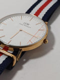 Daniel Wellington Classic Canterbury White Dial Two Tone NATO Strap Watch For Women - DW00100030