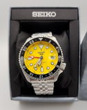 Seiko 5 Sport SKX GMT US Special Creation Automatic Yellow Dial Silver Steel Strap Watch for Men - SSK017K1